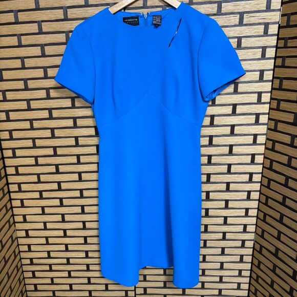 Liz‎ Claiborne Blue Cutout Neckline Short Sleeve Dress Size 4 - Picture 1 of 7